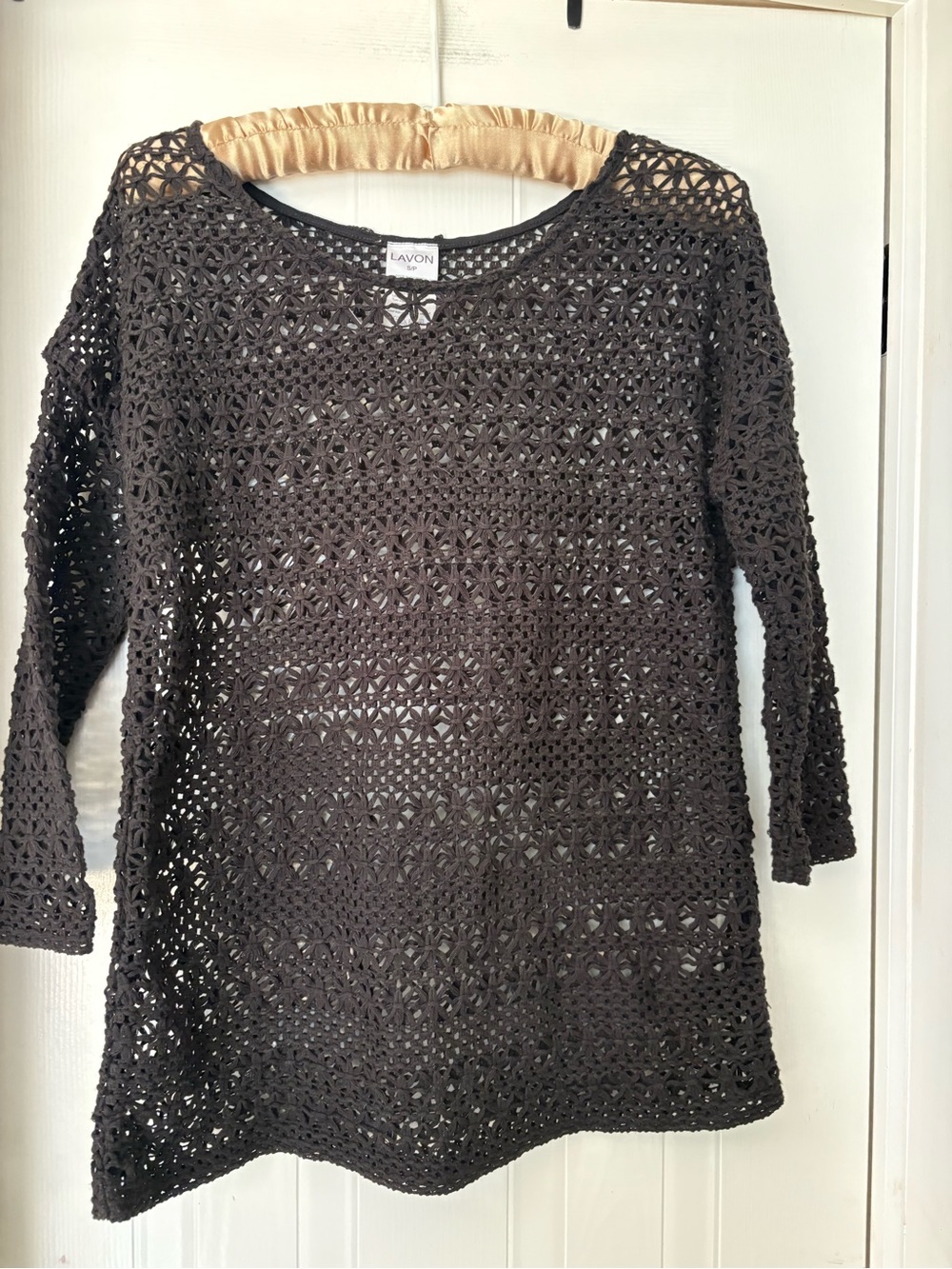 Avon Brown Openwork Crochet Top